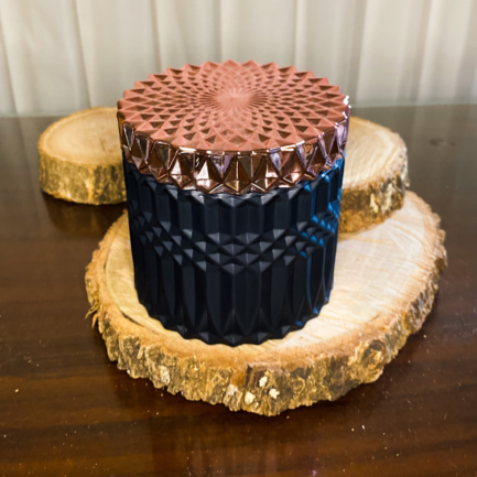Pote de Vidro Rose Gold e Preto